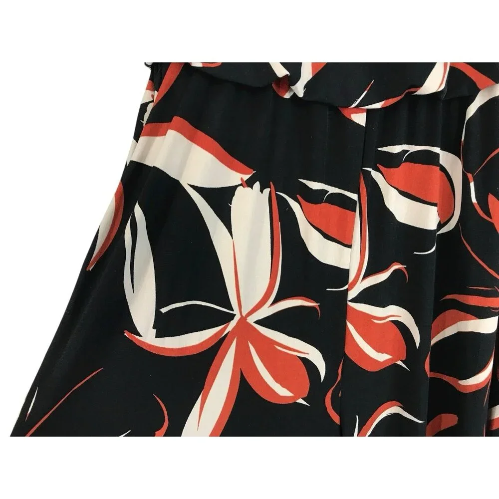 Cynthia Rowley Jumpsuit Romper Womens Size XL Black Floral Sleeveless Stretch‎ - Picture 3 of 13